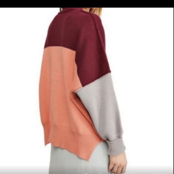 Free People Easy Street Tunic - Peach Combo | NWOT | oversized pullover sweater - Picture 6 of 7